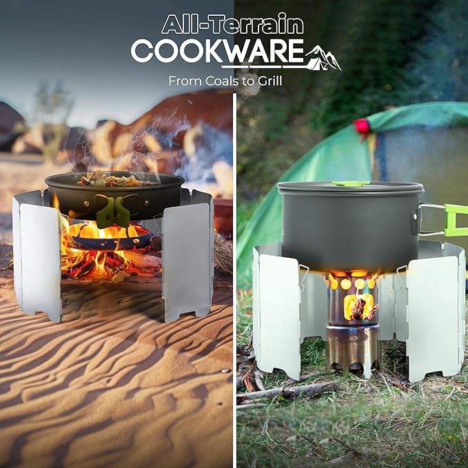 19 pcs Camping Gear Must Haves, Camping Cooking Set, Campfire Cooking Equipment, Camp Kitchen, Camping Cookware Set, Camping Pots and Pans Set, Camping Pans, Outdoor Camping Mess Kit