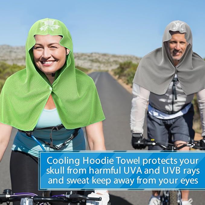 4 Pcs Cooling Hoodie Towels for Hot Weather Cooling Towels for Neck and Face Head UPF 50 Sweat Absorbent Cooling Neck Wraps Sweat Towel for Baseball Sports, Yoga, Gym, Fitness
