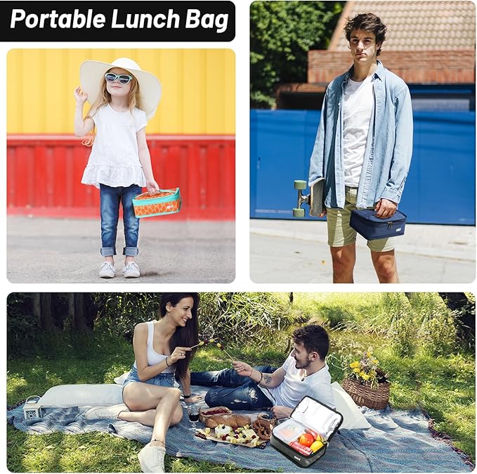 MIER Portable Thermal Insulated Cooler Bag Mini Lunch Bag for Kids, Grey