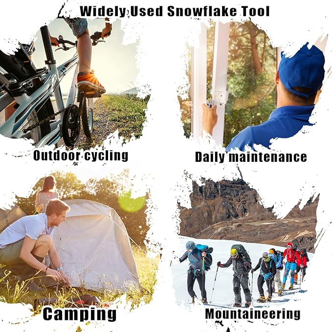 4PCS Snowflake Multitool,18-In-1 Stainless Steel Snowflake Wrench Screwdriver Multi-Tool, Portable Pocket Keychain Tools,Stocking Stuffers for Adults Christmas Gifts