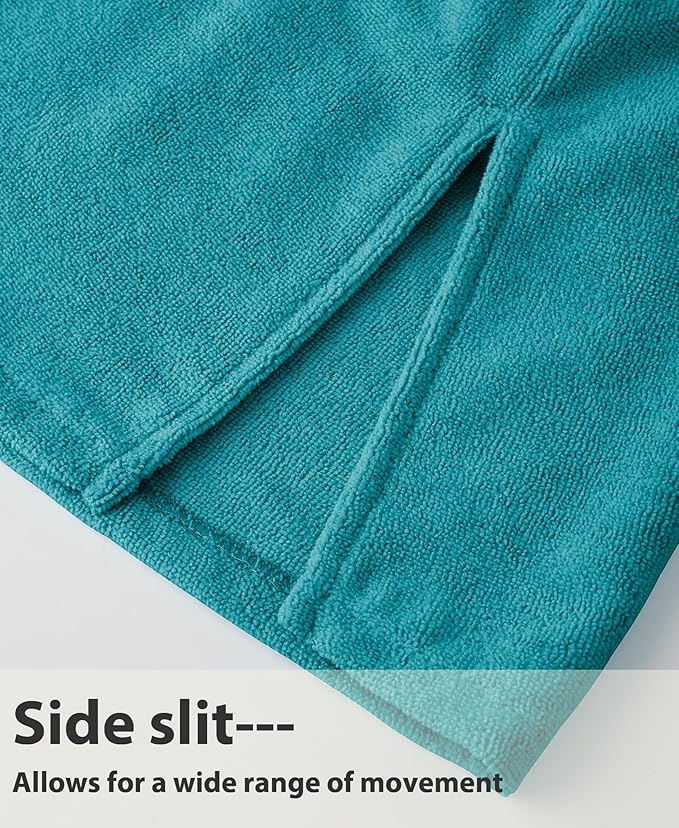 Weecreeture Hooded Towel Poncho with Zipper and Pocket, Surf Poncho for Men and Women, Beach Bath Changing Robe Cover Up Deep Lagoon M