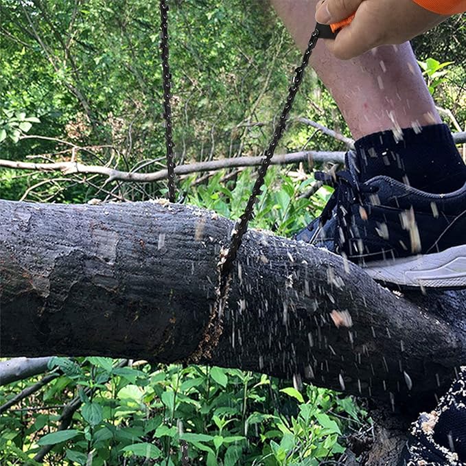 36’’-45Two-sidedTeeth Pocket Chain Saw & FREE Fire Starter,3X Faster with Cutting Blade ON Every Link,Best Compact Folding Hand Saw Tool for Survival Gear,Camping,Hunting