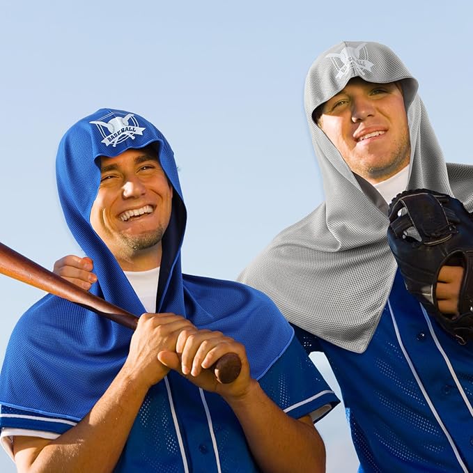 4 Pcs Cooling Hoodie Towels for Hot Weather Cooling Towels for Neck and Face Head UPF 50 Sweat Absorbent Cooling Neck Wraps Sweat Towel for Baseball Sports, Yoga, Gym, Fitness
