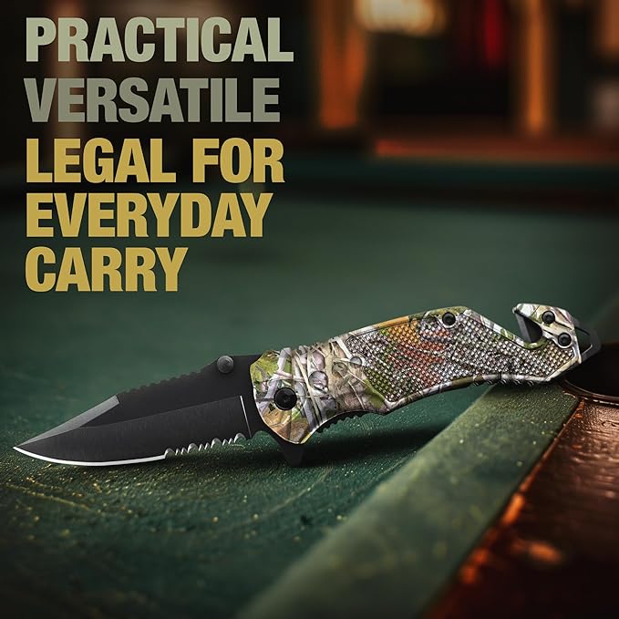 2.95” Legal Pocket Knife - Camo Folding Knife - Military Style - Small Sharp Tactical Knives - Best for Hunting Work Outdoor Activities - Mens Gift Stocking Stuffers for Men and Women 6680 C