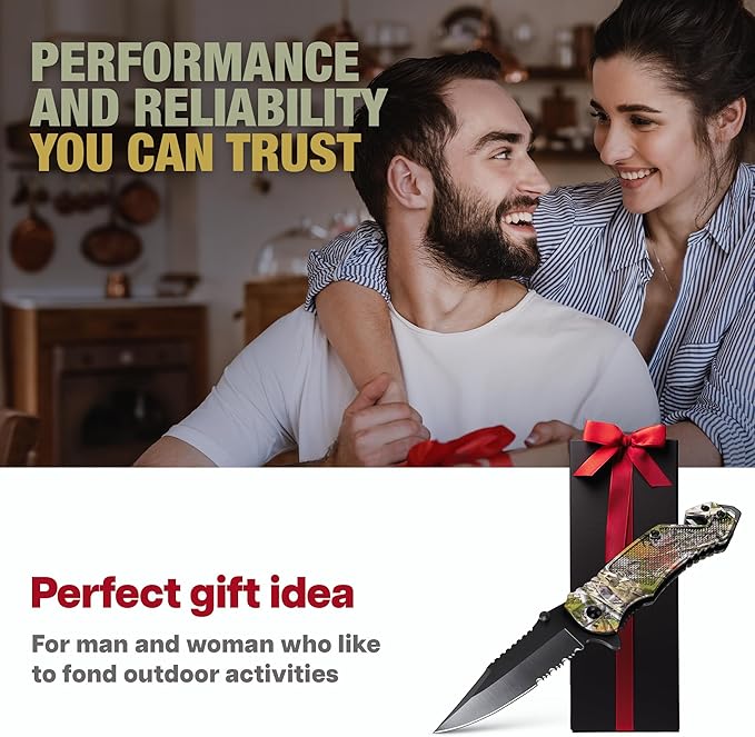 2.95” Legal Pocket Knife - Camo Folding Knife - Military Style - Small Sharp Tactical Knives - Best for Hunting Work Outdoor Activities - Mens Gift Stocking Stuffers for Men and Women 6680 C