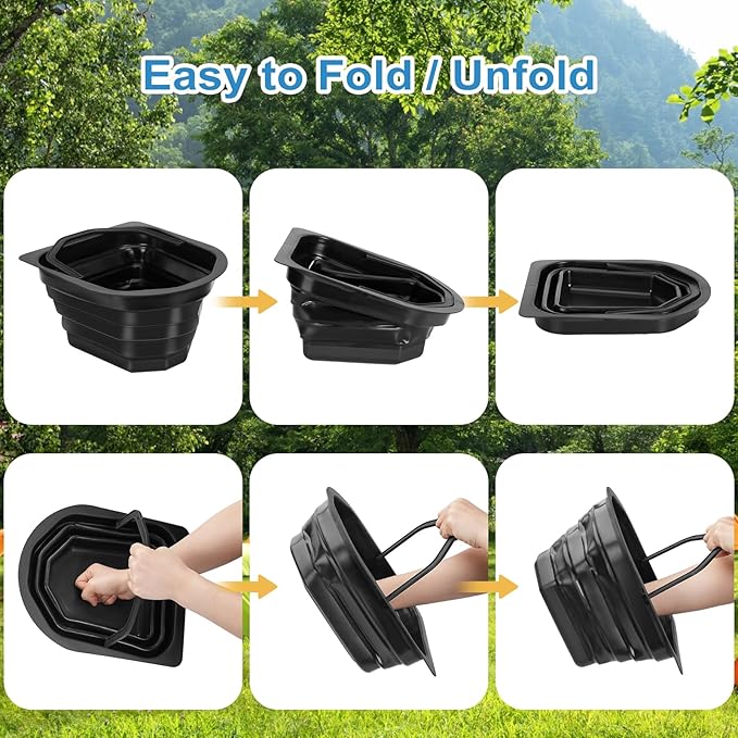 Portable Camping Toilet, Folding Toilet for Adults with Lid and Retractable Toilet Paper Holder, Waterproof Porta Potty with Carry Bag and Disposible Liners for Camping, Hiking, RV Travel, Road Trips
