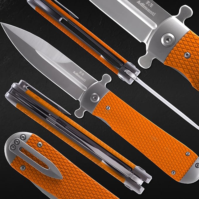 GANZO Firebird Adimanti Samson-OR Folding Pocket Knife Razor Sharp D2 Steel Blade Ergonomic G10 Anti-Slip Handle with Clip Hunting Fishing Camping Gear Outdoor Flipper EDC Pocket Knife (Orange)
