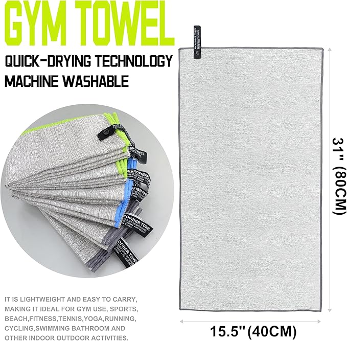 6 Pack Microfiber Gym Towels for Working Out,Fast Drying Workout Accessories Sweat Towels for Gym Gear,Gym Towels for Men & Women,Sports Exercise Fitness Gear Tennis Towels for Body Hot Yoga