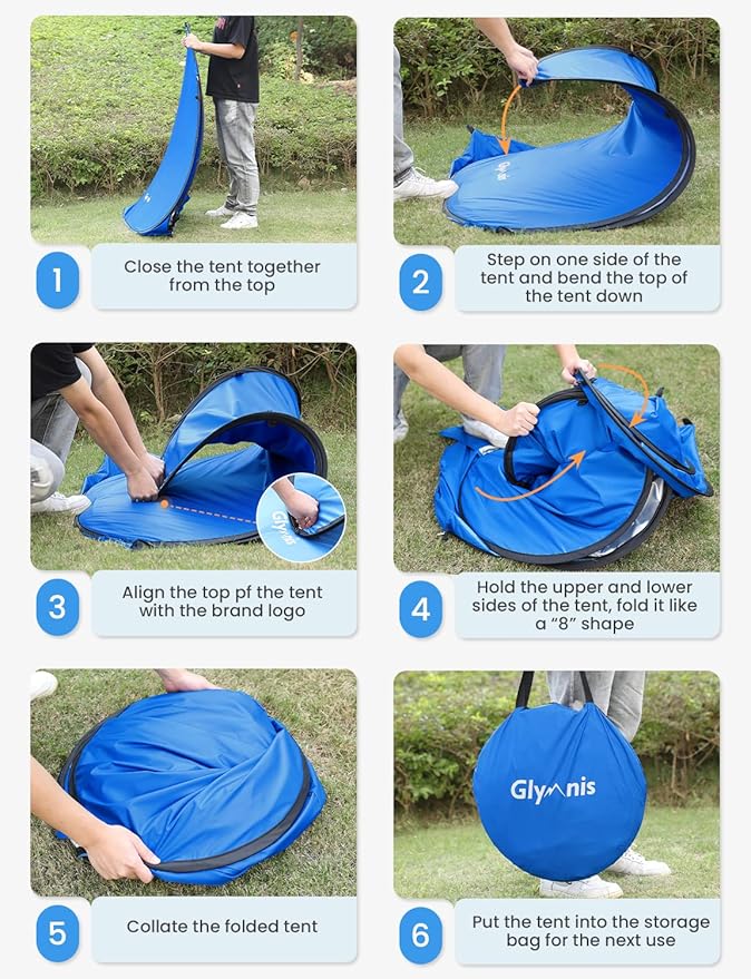 Pop Up Beach Tent Beach Shade Tent for 1-4 Persons Sun Shelter UPF 50+ Enclose Zipper Door Portable Easy Up Beach Tent