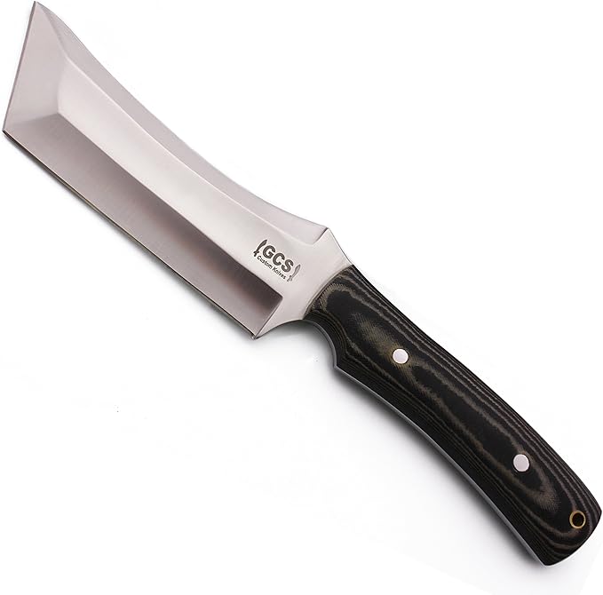 GCS Handmade Micarta Handle D2 Tool Steel Tactical Hunting Knife with leather sheath Full tang blade designed for Hunting & EDC GCS 192