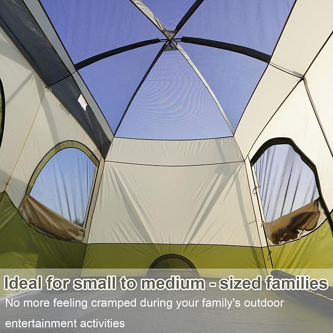 Vidalido Tents,6-8 Person Camping Tent with Extended Vestibule,2 Room Weather Resistant Family Tents,Easy Install Waterproof Outdoor Tent for Backpacking and Camping Hiking