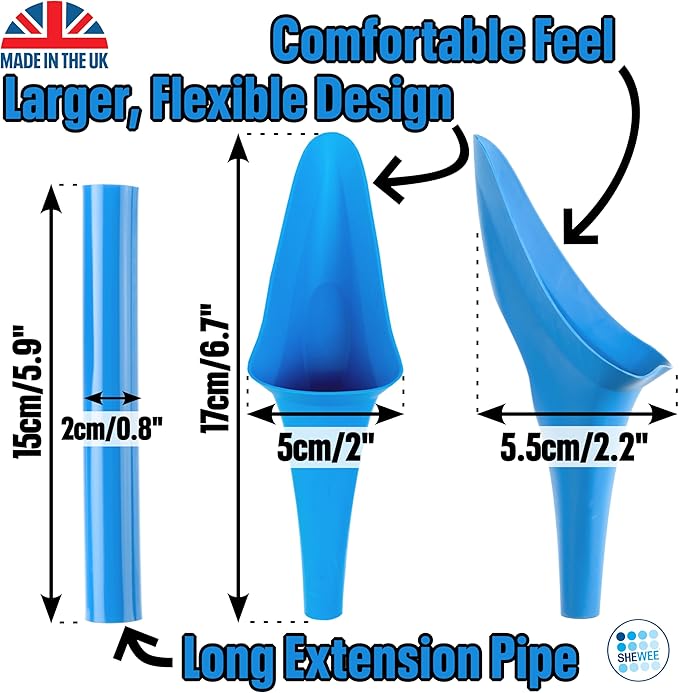SHEWEE Flexi – The Original Female Urinal – Made in The UK – Reusable, Flexible & Portable Urination Device. Festival, Camping, Car, Hiking Essentials for Women. Stand to Pee Funnel W/Extension Pipe