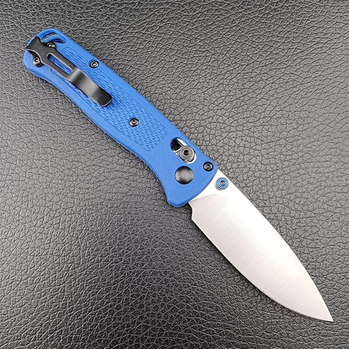 6.5In Thumb Mini Folding Pocket Knife, EDC Lightweight Manual Studs Open Stain Blade Plain Edge Fiberglass Handle With Belt Clip, Axis Lock,Gift for Man (Blue)
