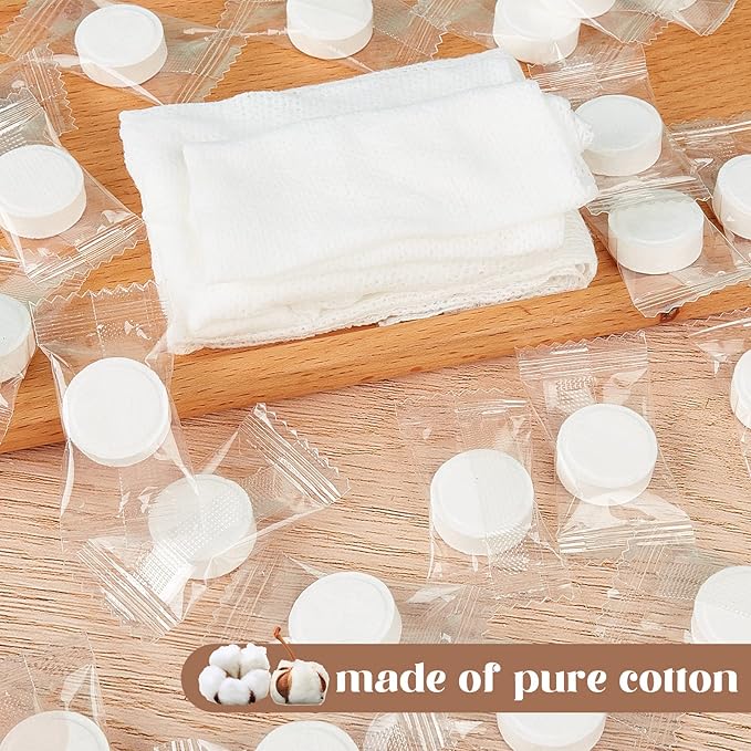 1500 Pcs Mini Compressed Portable Towel Disposable Coin Tissues Bulk Cotton Tissues Camping Wipes Toilet Paper Tablets Facial Washcloth Dehydrated Expandable for Beauty and Outdoor