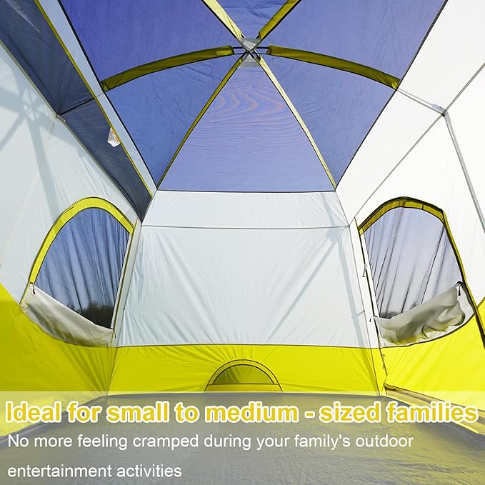 Vidalido Tents,6-8 Person Camping Tent with Extended Vestibule,2 Room Weather Resistant Family Tents,Easy Install Waterproof Outdoor Tent for Backpacking and Camping Hiking