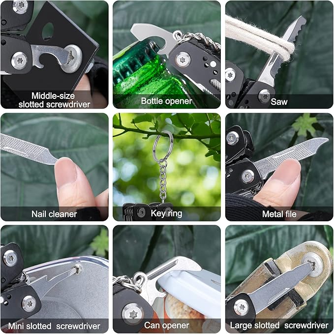 2PCS Bovgero Mini Multitool Pliers 15 in 1, Handmade Multi Tool Plier, Premium Keychain Multitool, Small Multi-tool, Birthday Father’s Day Gift for Men Him Husband Boyfriend Father Handyman