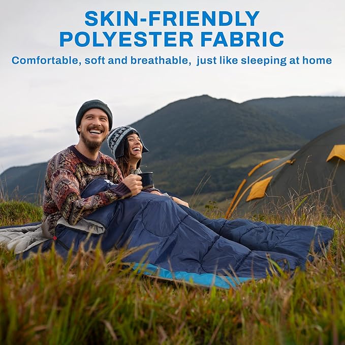 Sleeping Bag for Adults Teens Kids Cold Warm Weather, Portable Waterproof & Lightweight, Compact with Compression Sack, for 3-4 Seasons Camping, Backpacking, Hiking, Travel, Indoors Outdoors