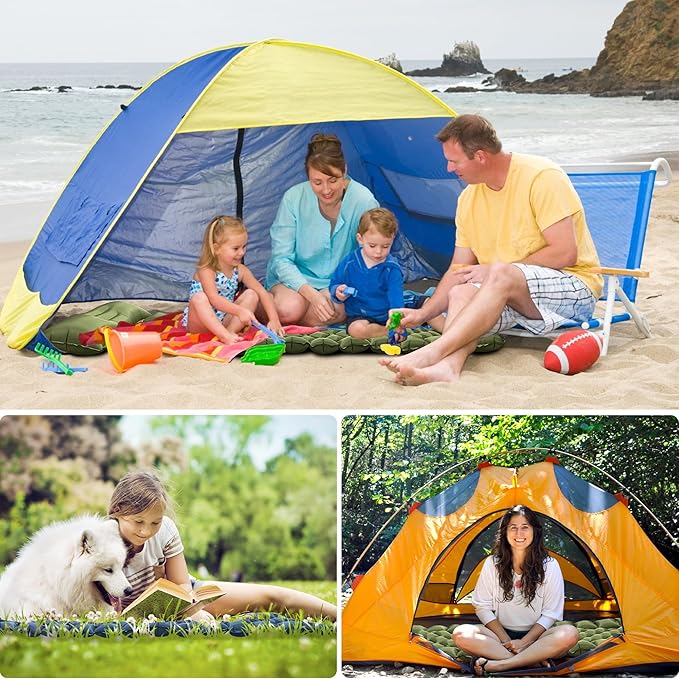 ONTYZZ Sleeping Pad Ultralight Inflatable Sleeping Pad with Built-in Foot Pump Upgraded Durable Compact Camping Air Pad for Hiking Traveling, Green