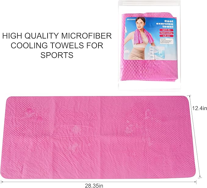 1PACK Microfiber Sweat Towel Stay Cooling Ice Towels for Yoga,Sport,Running,Gym,Workout,Camping,Fitness,Workout Breathable Soft Chilly Neck Wraps Premium Fine Towels, Pink, SFDJ050624