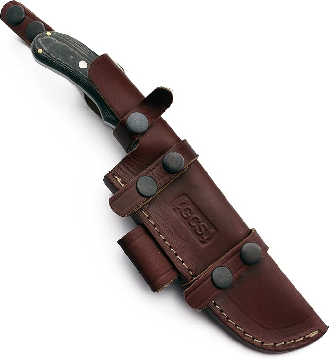 GCS Handmade Micarta Handle D2 Tool Steel Tactical Hunting Knife with leather sheath Full tang blade designed for Hunting & EDC GCS 117