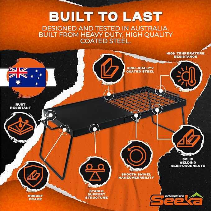 Heavy Duty 24" Folding Campfire Grill, Camp Fire Grill With Folding Grill Design For Compact Storage. Campfire Grill Grate And Griddle For Versatile Campfire Cooking