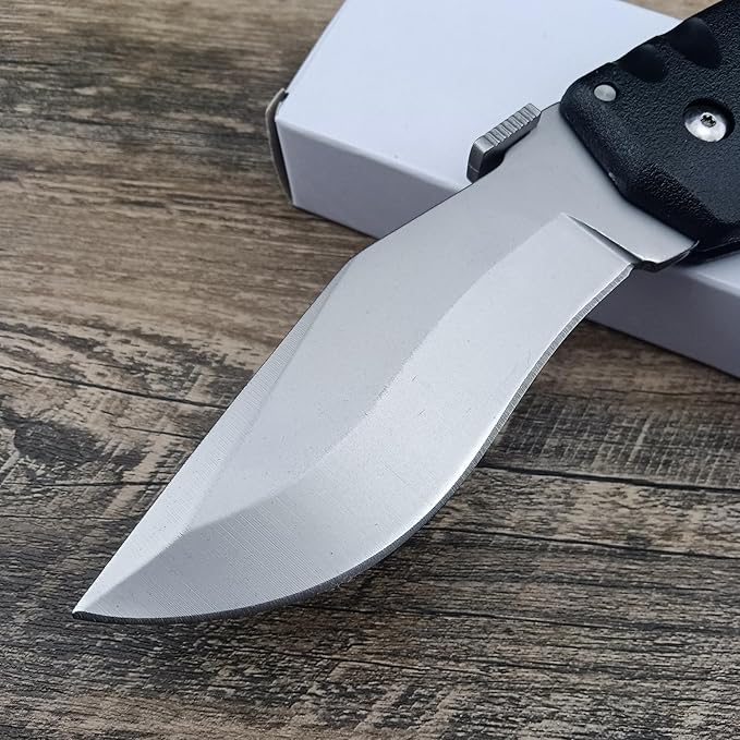 10.4in Unisex Adult Lockback Folding Knife - Tri-Ad Lock Pocket Knife with AUS8 Steel blade and Nylon Glass Fiber Handle,Thumb Plate and Belt Clip, for EDC Camping Hunting Survival
