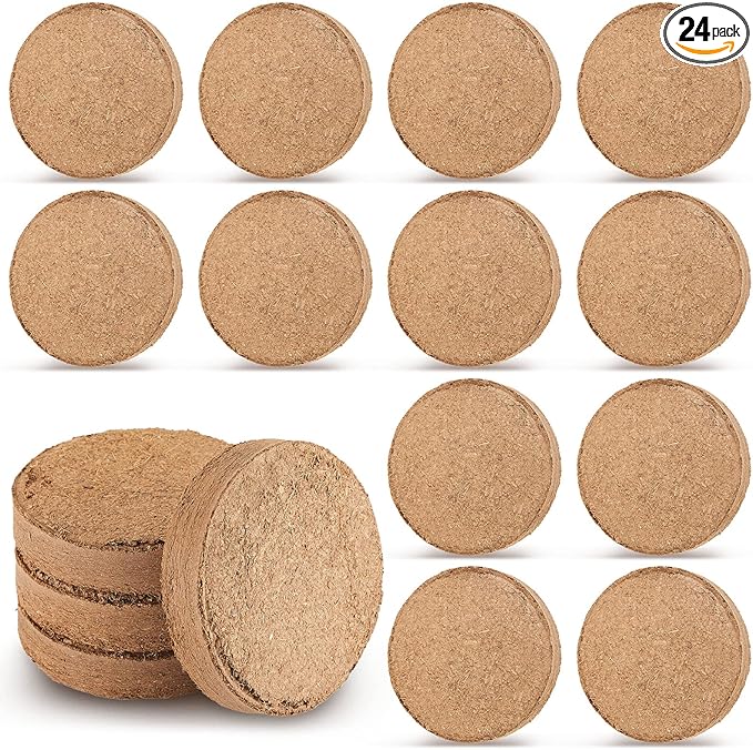LEIFIDE Composting Toilet Coconut Coir Disks Coir Soil Disks Coir Disc for Organic Composting Toilet Indoor Outdoor Use, 3.94 x 0.59 Inches (24 Pcs)