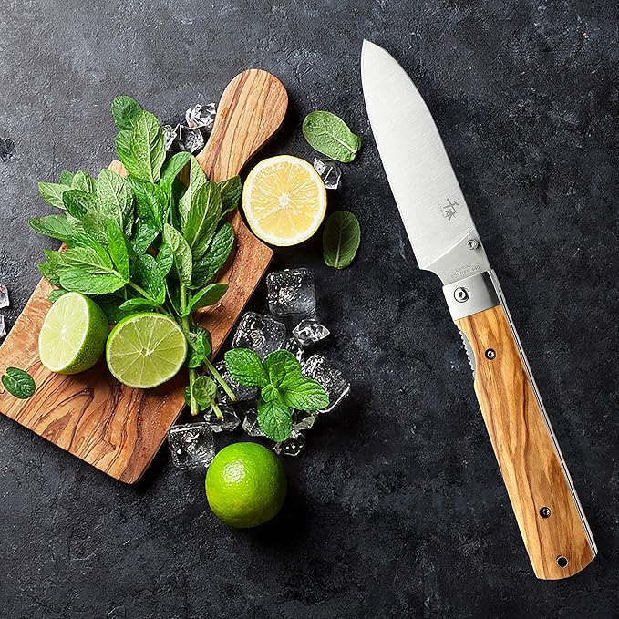 440A stainless steel Ultra sharp pocket folding Japanese peeling utility knife Natural Olive Handle Camping trip Outdoor Portable Fruit knife
