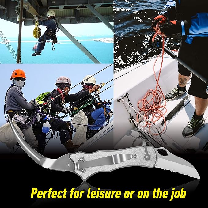 Maxam Sailor's Tool, a Powerful Multi-Use Sailor's Knife, Ideal for Boating, Fishing, or Sailing, Silver