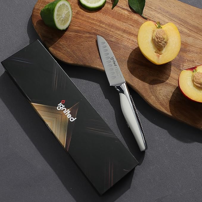 3.5 inch Paring Knife with Anti-slip Textured Handle, Hollow Edge Chef Knife, Razor Sharp Kitchen Knife with Dimples