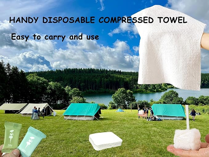 14pcs Compressed Face Towel Tablets, Hand Wipes Extra Large and Thick Portable Compact Disposable Cotton Travel Towel Tissues Handy for Outdoor Hiking Camping Traveling, Home Wipes