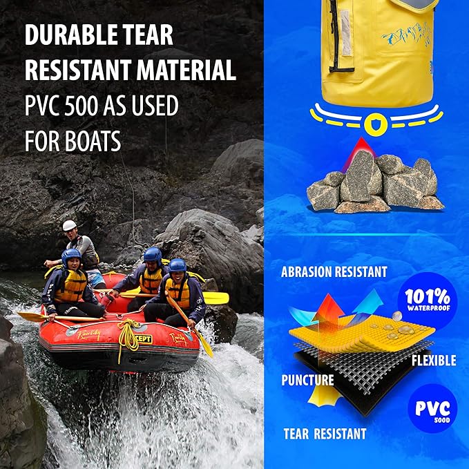 Waterproof Kayak Bag - Floating Dry Backpack for Camping - Sack for Beach Boating or Fishing with Internal and External Pockets (Black 10L)