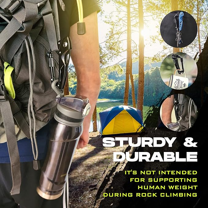 2-Pack Outdoor Carabiner Multitool, Carabiner Knife, EDC Pocket Knife Survival Gear with Glass Breaker (Black/Pink)
