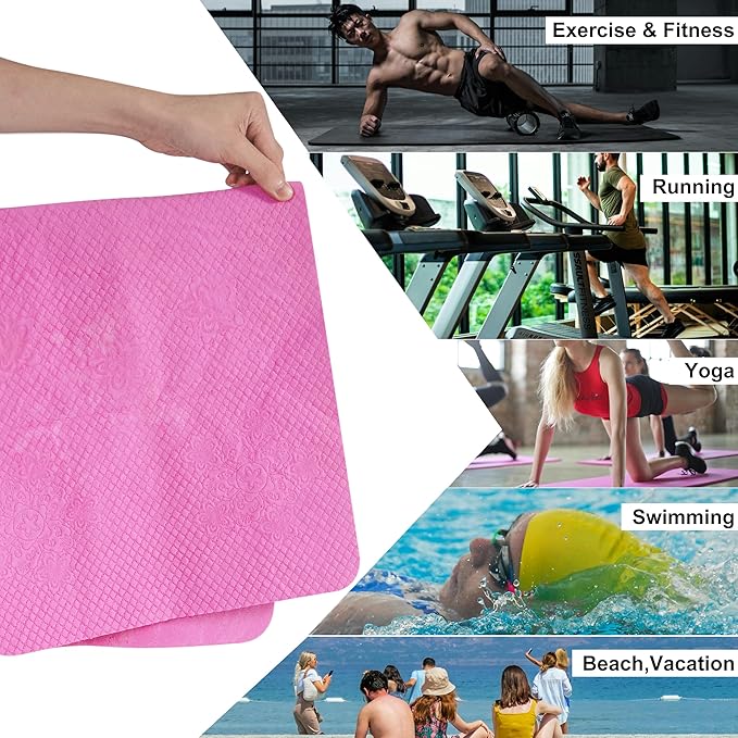 1PACK Microfiber Sweat Towel Stay Cooling Ice Towels for Yoga,Sport,Running,Gym,Workout,Camping,Fitness,Workout Breathable Soft Chilly Neck Wraps Premium Fine Towels, Pink, SFDJ050624