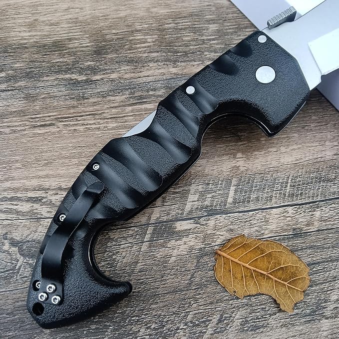 10.4in Unisex Adult Lockback Folding Knife - Tri-Ad Lock Pocket Knife with AUS8 Steel blade and Nylon Glass Fiber Handle,Thumb Plate and Belt Clip, for EDC Camping Hunting Survival