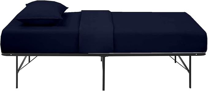 4-PC Cot Fitted Sheet 30x80, 100% Cotton - Perfect for Narrow Twin/RV Bunk/Camping Cot/Guest Bed Replacement, Fits Upto 4-8" Deep Mattress - Navy Blue Solid