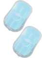 100Pcs Blue Portable Soap Sheets, Mini Portable Travel Soap Paper Sheets Disposable Water Soluble Hand Washing Bath Scented Paper SoaCamping Hiking and Shampoo for Outdoor