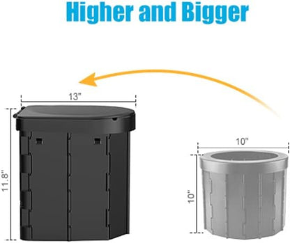 Portable Camping Toilet, Foldable Toilet for Adults with Detachable Phone Shelf and Toilet Paper Holder, Waterproof Porta Potty with Lid for Camping, Hiking, RV Travel, Road Trips