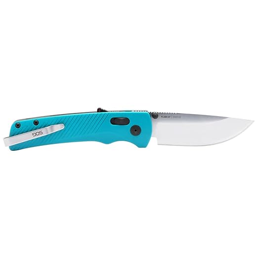 SOG Flash AT Daily Carry Ambidextrous Pocket Compact Folding Knife | Ergonomic Handle for Enhanced Grip | D2 Steel Blade, Petrol Green/Satin