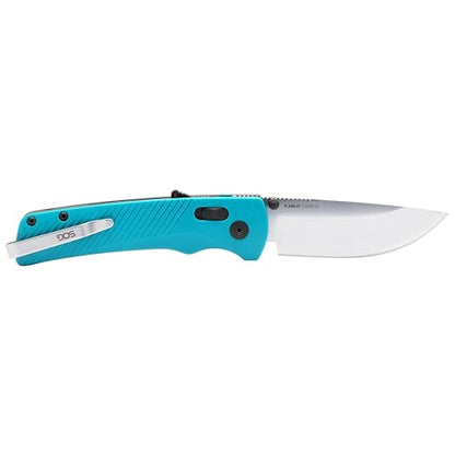 SOG Flash AT Daily Carry Ambidextrous Pocket Compact Folding Knife | Ergonomic Handle for Enhanced Grip | D2 Steel Blade, Petrol Green/Satin