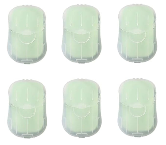 6 Box Green Portable Soap Sheets, Mini Portable Travel Soap Paper Sheets Disposable Water Soluble Hand Washing Bath Scented Paper Soap for Outdoor, Camping Hiking, Personal Care