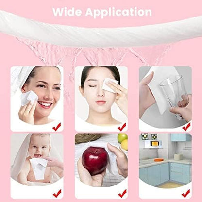 50 Pieces Compressed Towels Tablets, Portable Disposable Cotton Hypoallergenic Dehydrated Expandable Compressed Face Towels Travel Washcloths Coin Tissues for Home Beauty and Outdoors Hiking Camping