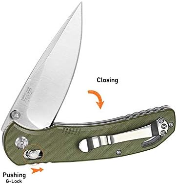 Ganzo G7531 Folding Pocket Knife High 440C Stainless Steel Blade G10 Handle with Clip Hunting Fishing Camping Outdoor EDC Knife (Green)