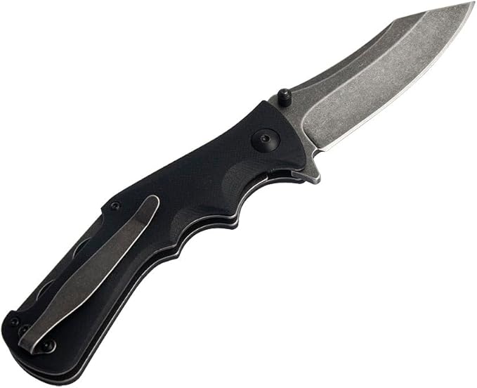 ILEAF Pocket Folding Knife, 3.4 inch D2 Steel Blade, Black G10 Handle, Liner Lock for Everyday Carry Outdoor Camping (D2 Steel)