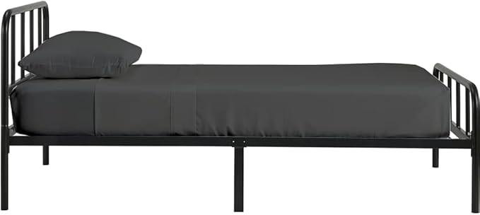 4 PC Cot Sheet Set 25x75, 100% Cotton Fitted Cot Sheet- Perfect for Narrow Twin/Rv Bunk/Camping Cot/Guest Bed Replacement, Sheets for Cot Bunk Bed-Fits Upto 4-8" Deep Mattress- Dark Grey Solid