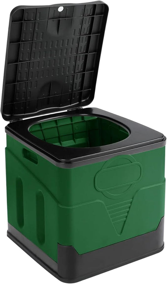 Portable toilet, portable folding toilet, folding toilet with cover, outdoor travel toilet, camping travel toilet (Green)