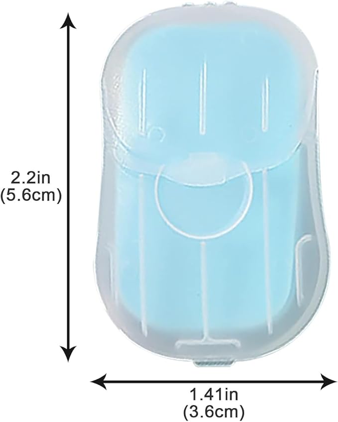 50 PCS Blue Portable Soap Sheets, Mini Portable Travel Soap Paper Sheets Disposable Water Soluble Hand Washing Bath Scented Paper Soap for Outdoor, Camping Hiking,Camping Soap and Shampoo