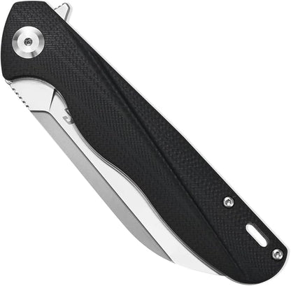 Sitivien ST103 Folding Knife, D2 Steel Blade+G10 Handle Pocket Knife, EDC Tool Knife for Outdoor, Camping, Hunting, Survival (Black)