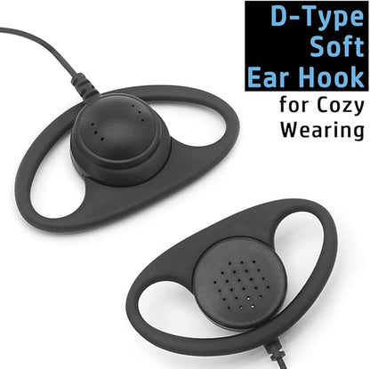2 X D-Shape Earpiece Headset for Midland Radio X-talker 75-785 T31A T51A T51R T61 T71 T75 T77 T295 GXT1000 GXT1050 LXT118 LXT500 LXT600 LXT630 LXT633 Walkie Talkie 2-pin Clip Ear Hook Hanger