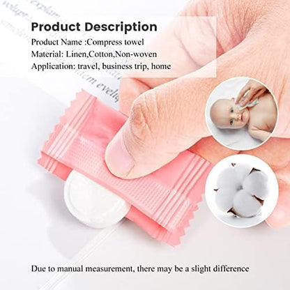 50 Pieces Compressed Towels Tablets, Portable Disposable Cotton Hypoallergenic Dehydrated Expandable Compressed Face Towels Travel Washcloths Coin Tissues for Home Beauty and Outdoors Hiking Camping